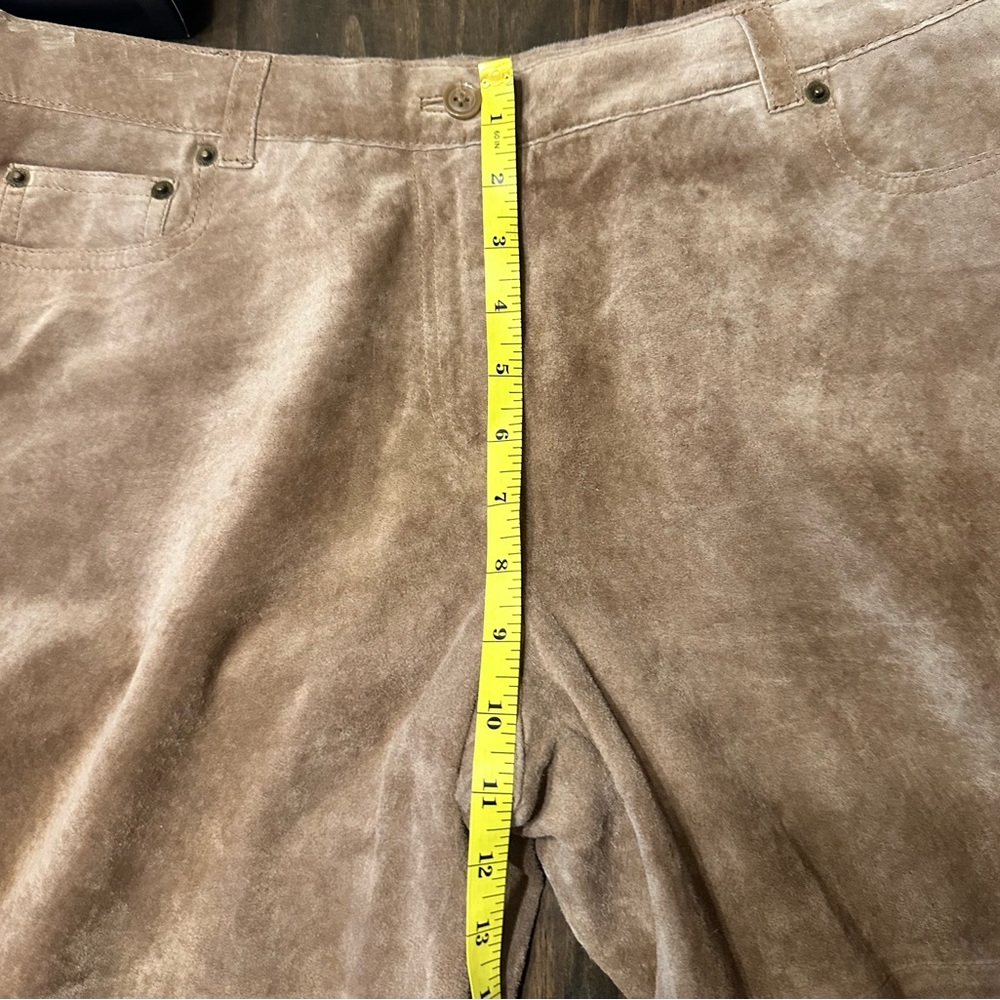 Isaac Mizrahi for Target Tan Suede Genuine Leather Bootcut Pants Size 12 - Picture 9 of 15